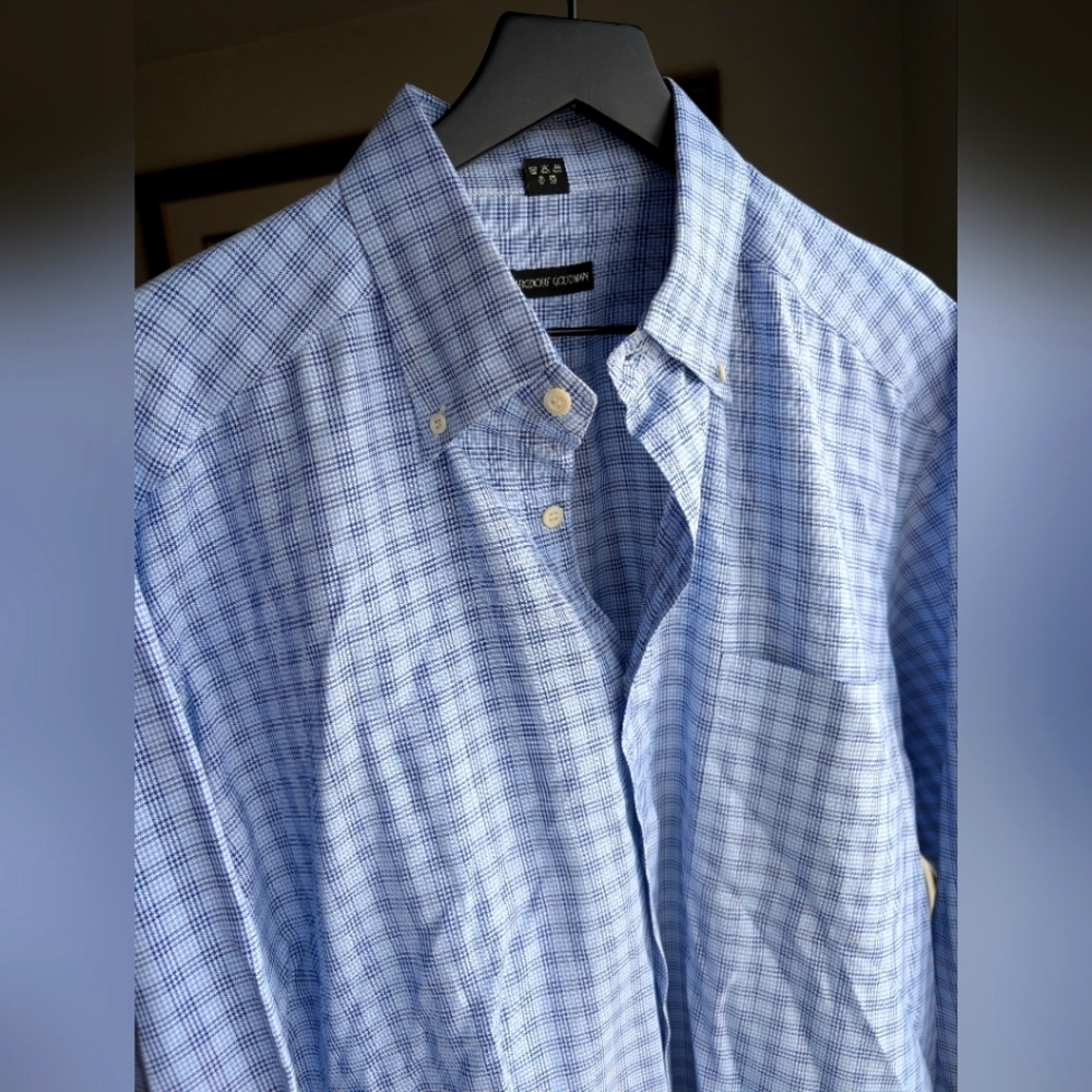 Men's Blue Checkered Button Down Shirt